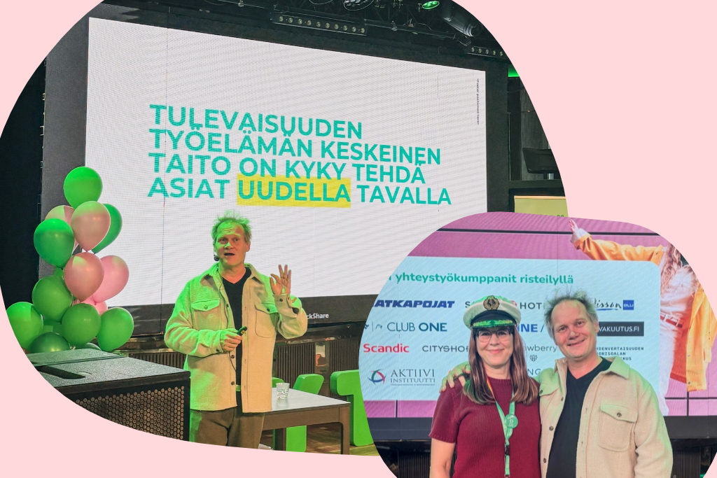 Toimittaja Jani Halme ja Jytyn puheenjohtaja Jonna Voima Jytyn jäsenristeilyllä.